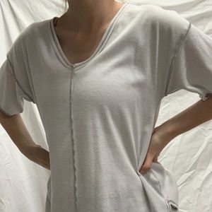 White Inside Out Hem Ribbed T-shirt